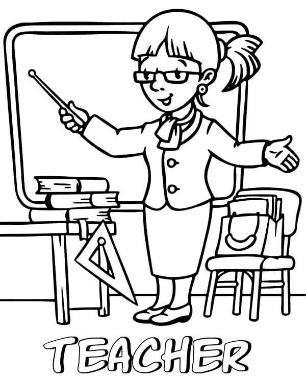 Desenhos de Feliz Professora para colorir