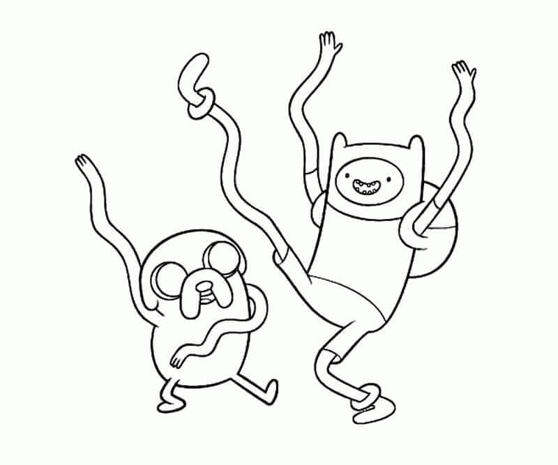 Desenhos de Finn e Jack Felizes para colorir