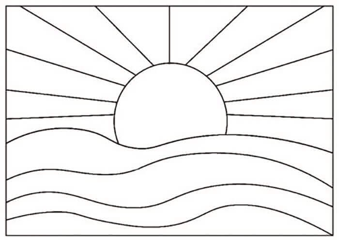 Desenhos de Foto Simples do Pôr do Sol para colorir