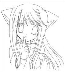 Desenhos de Garota Gato Anime para colorir