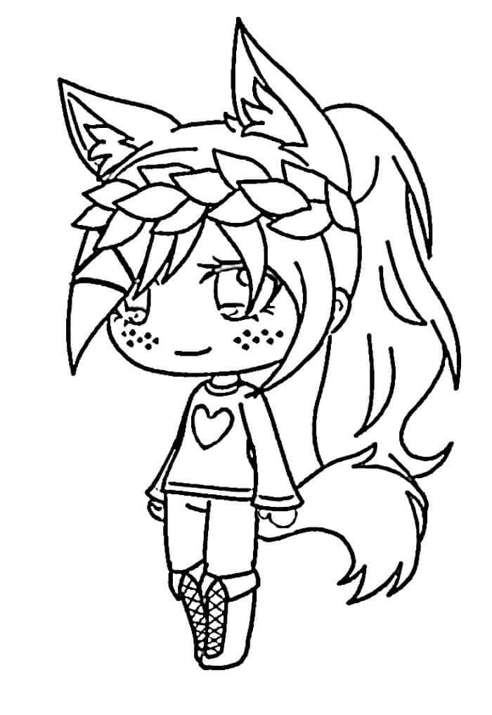 Desenhos de Garota lobo Chibi para colorir