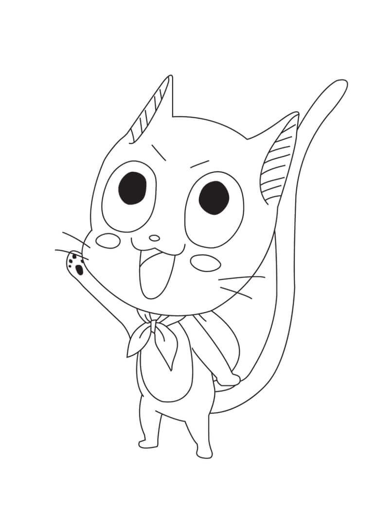 Desenhos de Gato Anime Fofo para colorir
