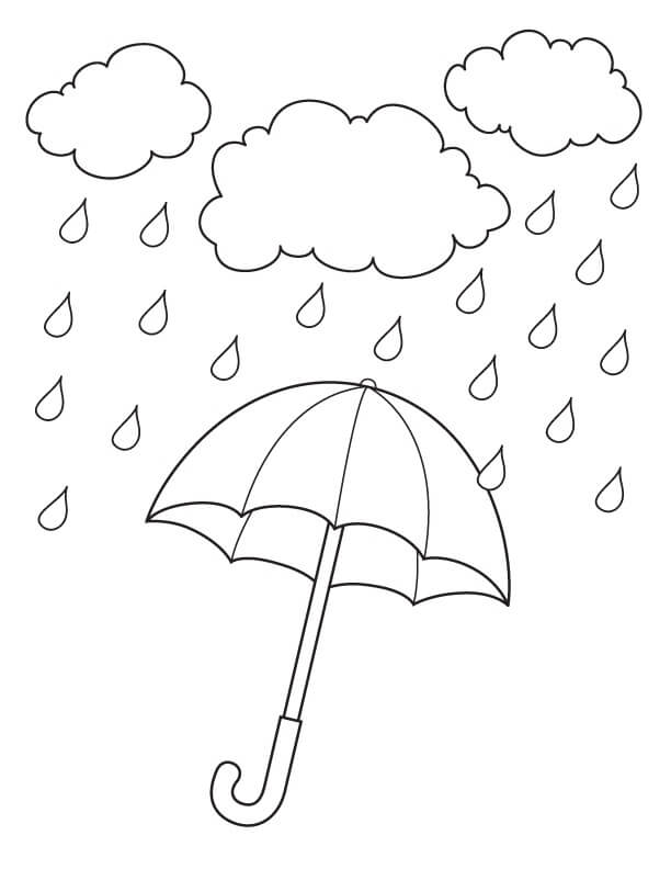 Guarda-chuva de dia Chuvoso para colorir