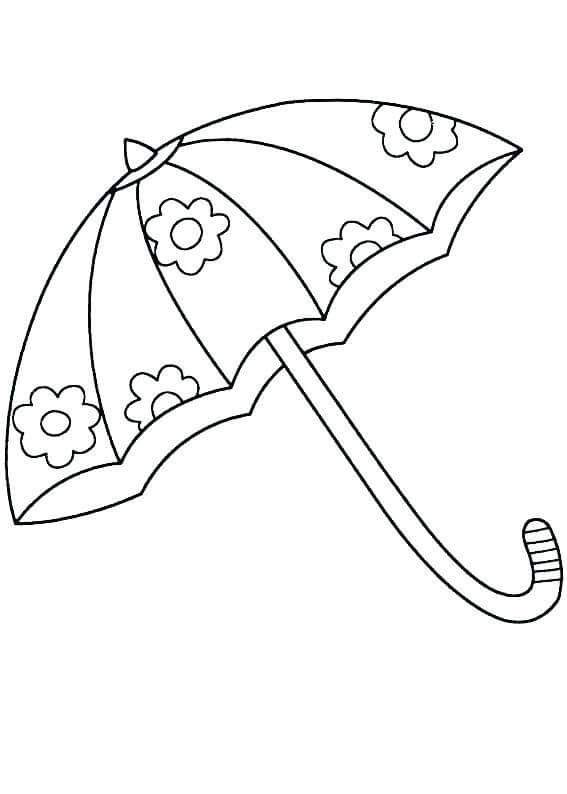 Guarda-chuva de Flores para colorir