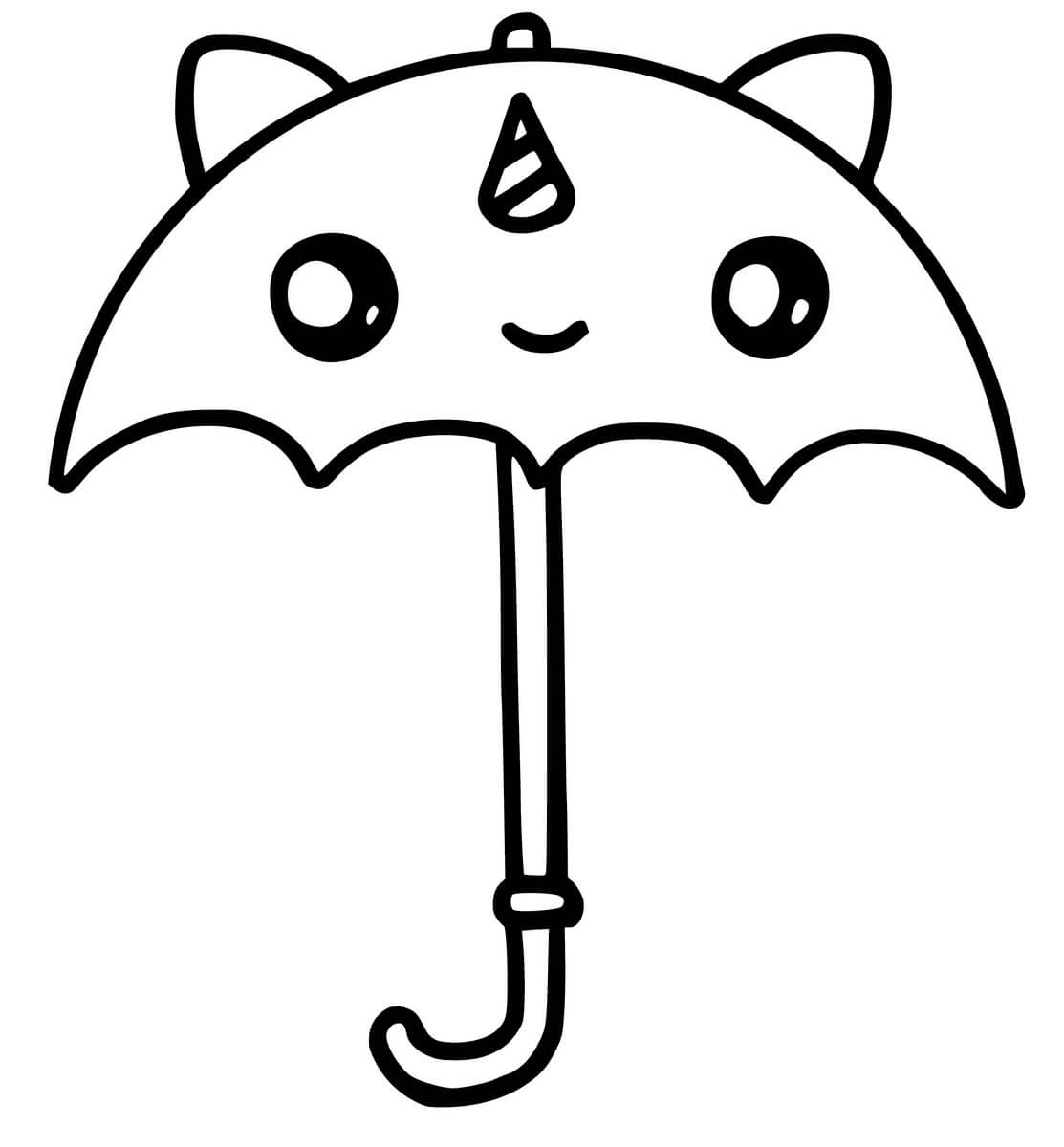 Desenhos de Guarda-chuva de Unicórnio Fofo para colorir