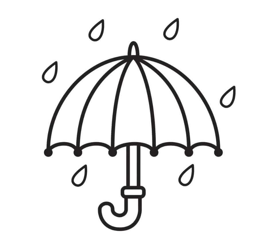 Guarda-chuva Pequeno na Chuva para colorir
