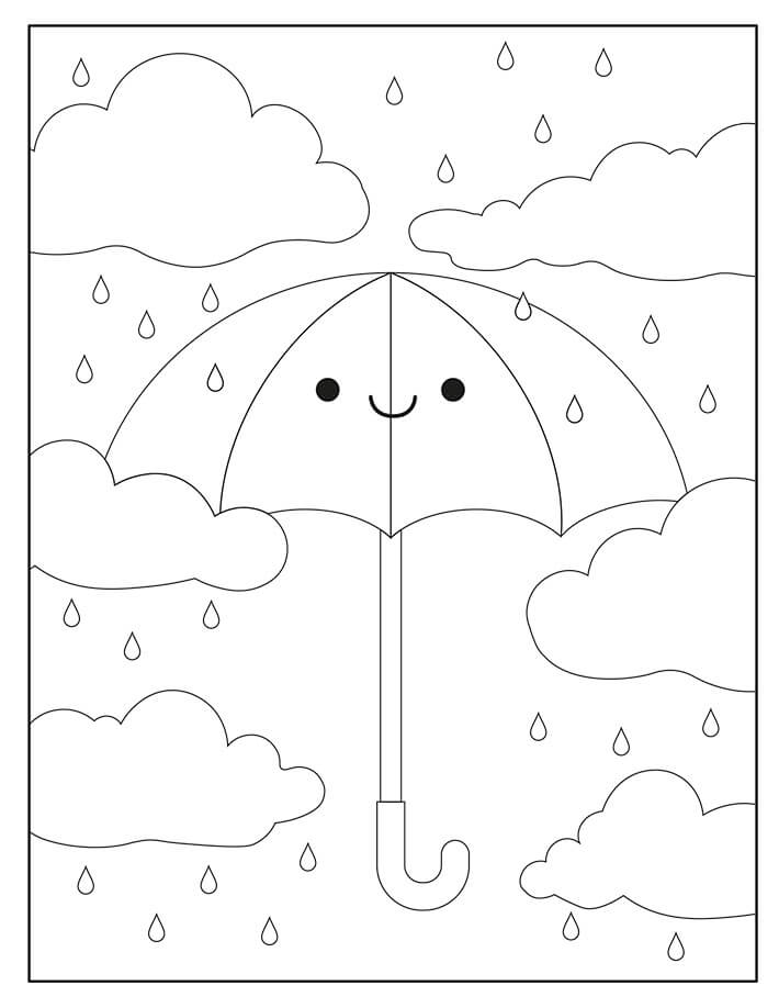 Guarda-chuva Sorridente para colorir