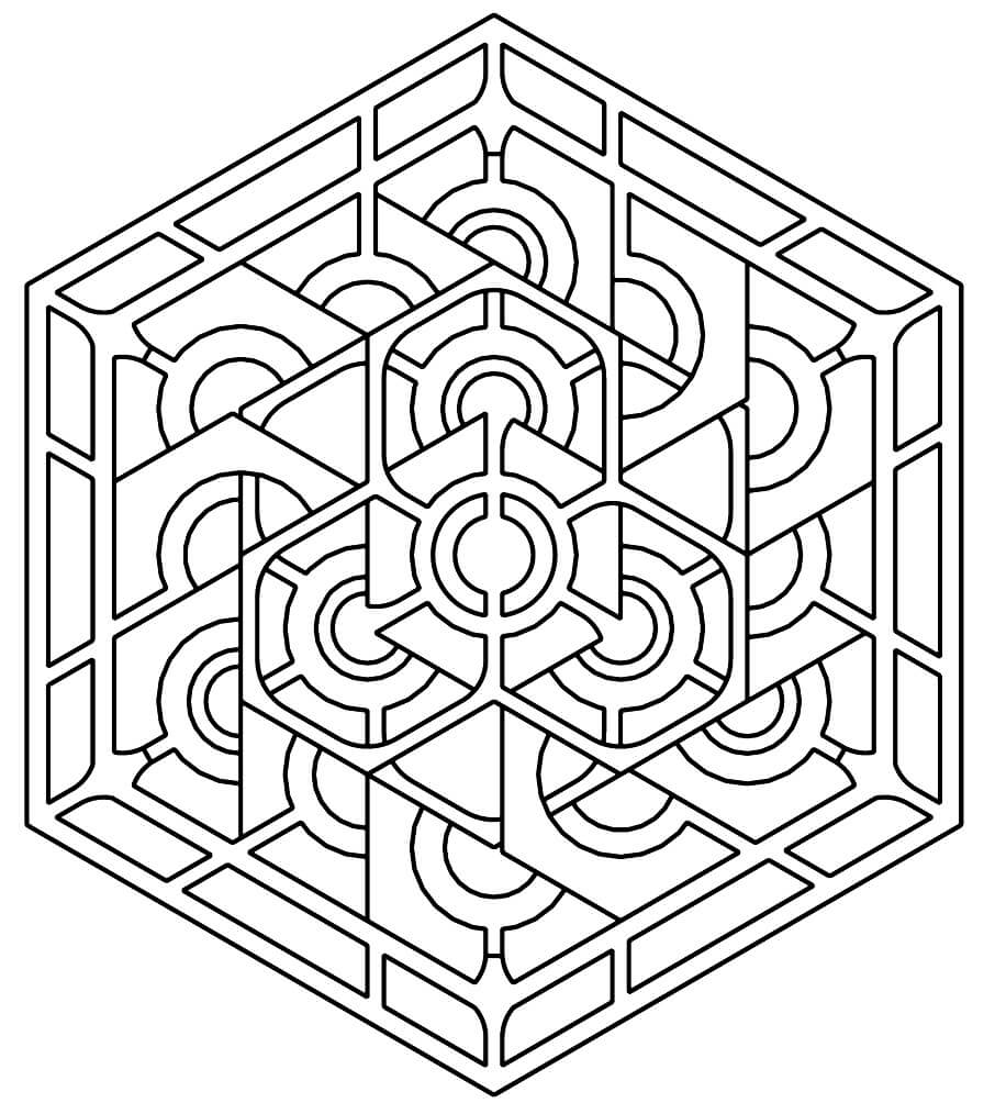 Desenhos de Hexágono Geométrico Simples para colorir