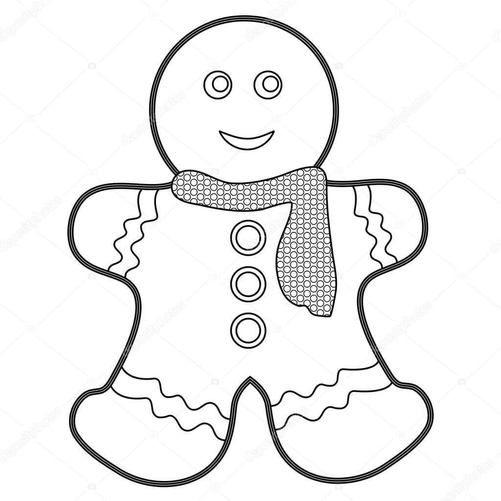 Homem-biscoito de Gengibre Inverno para colorir
