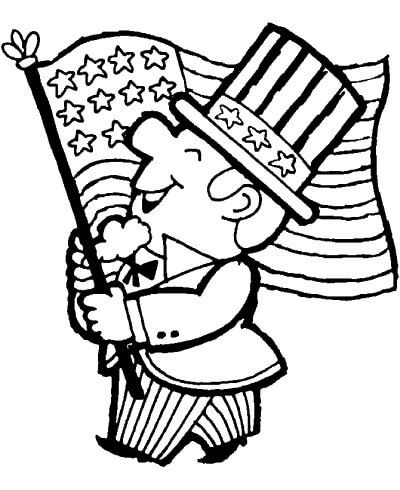 Desenhos de Homem com Bandeira Americana para colorir