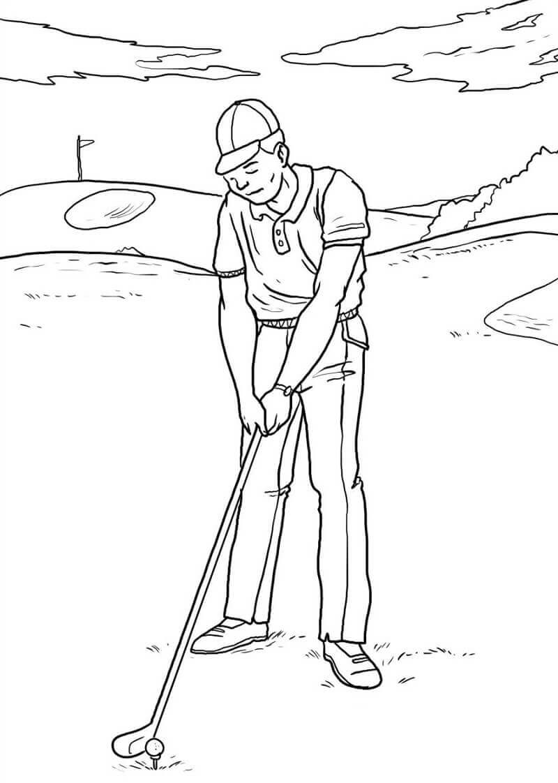 Homem Jogando Golfe para colorir