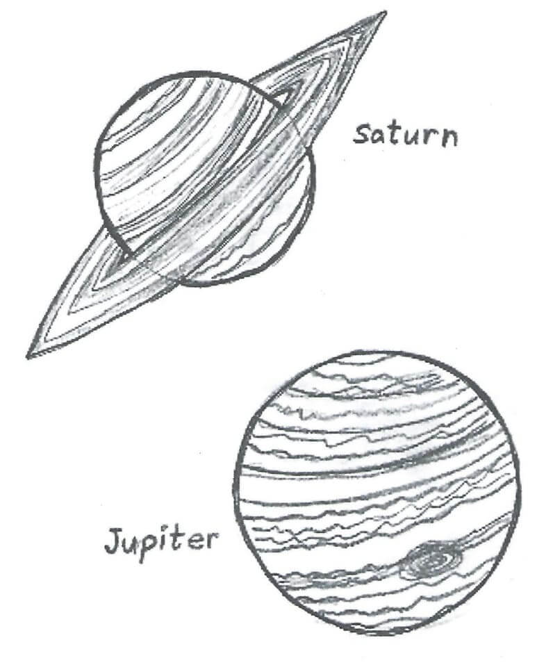 Júpiter e Saturno para colorir