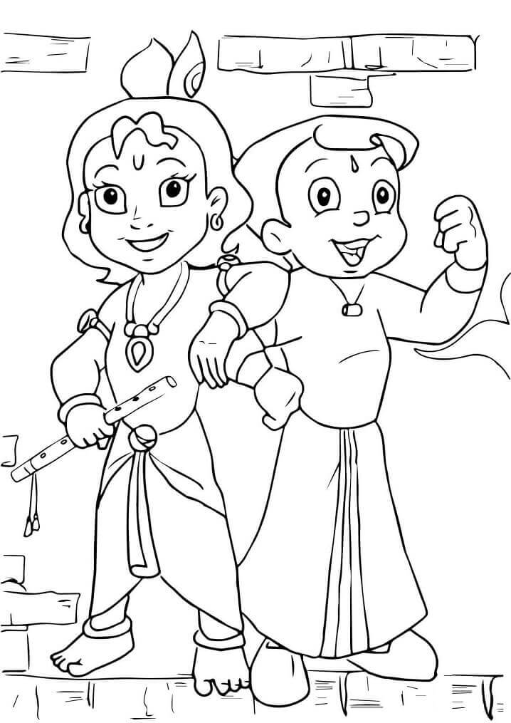 Desenhos de Krishna e Chhota Bheem para colorir