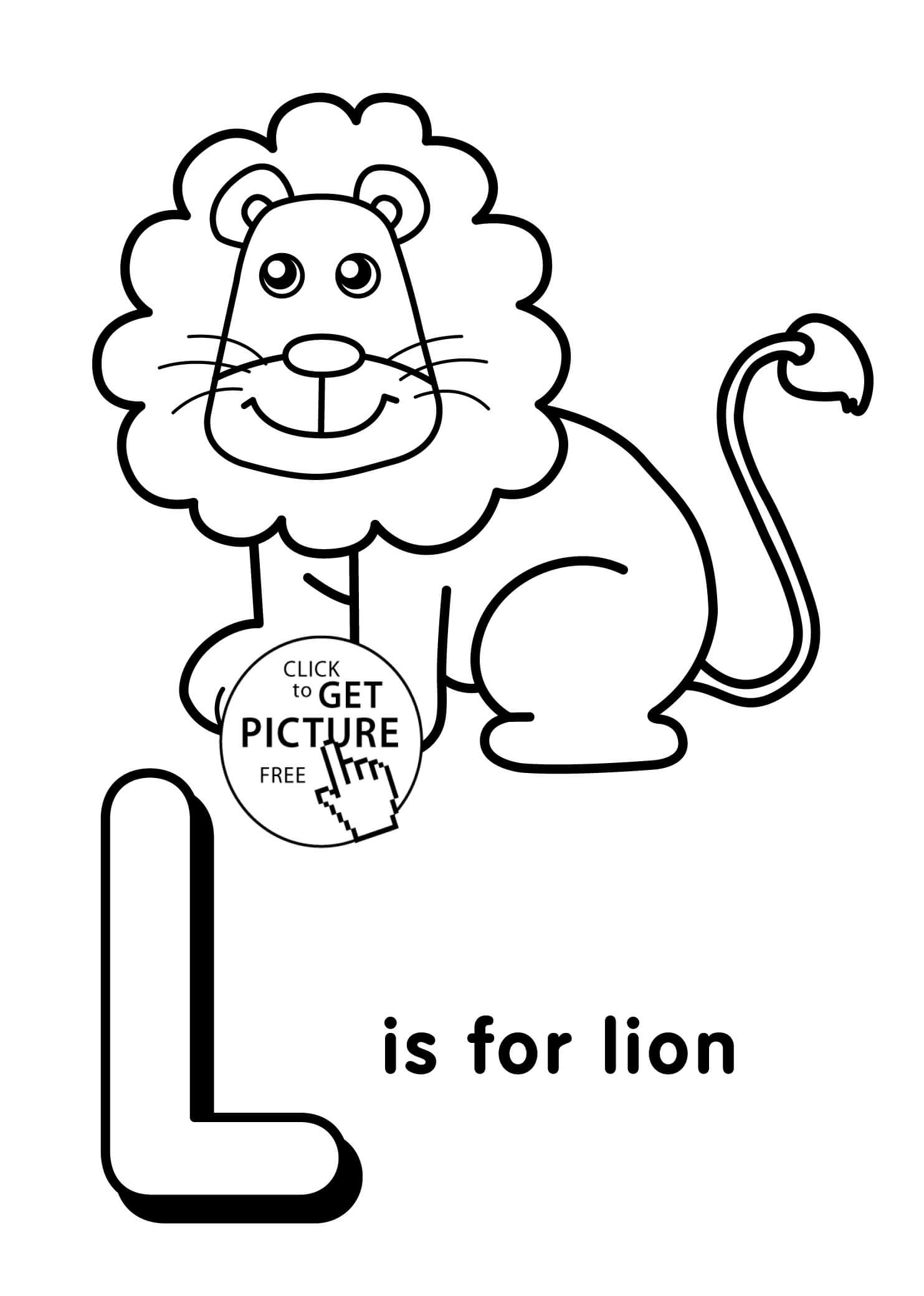 Desenhos de L é para Leão para colorir