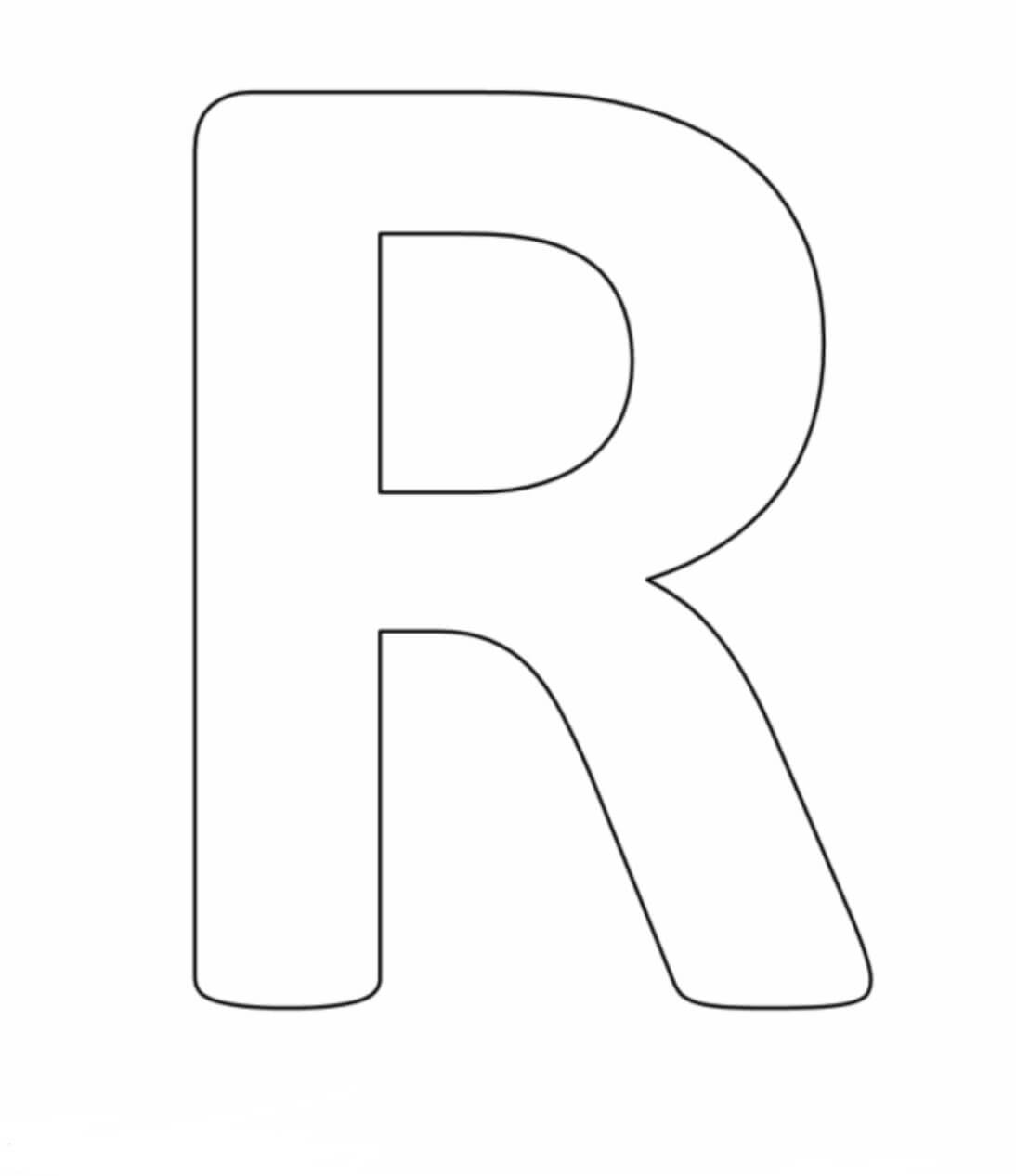 Letra Básica R para colorir