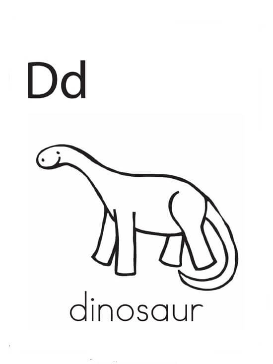 Letra D é para Dinossauro para colorir