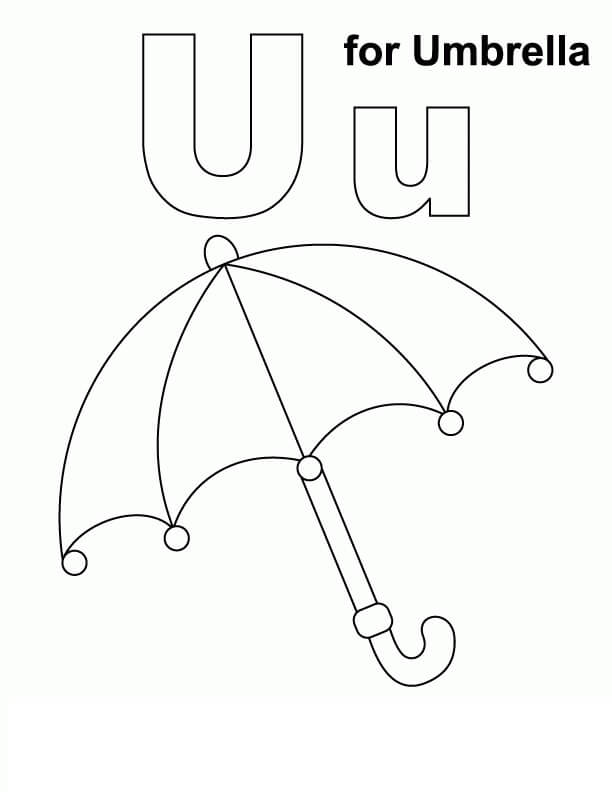 Letra U para Guarda-chuva para colorir