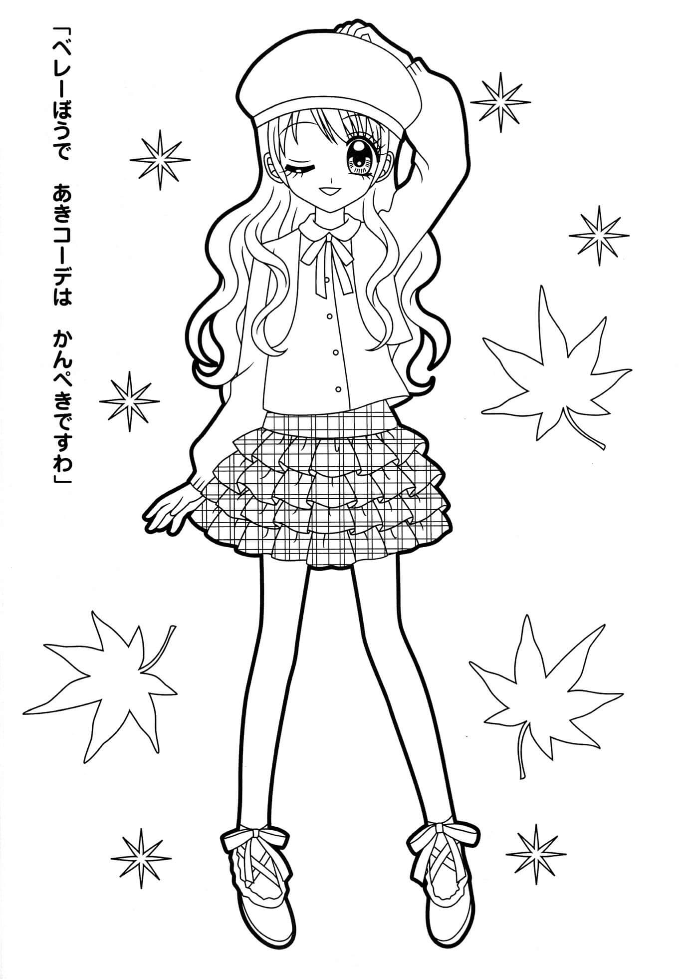 Linda Garota Anime para colorir