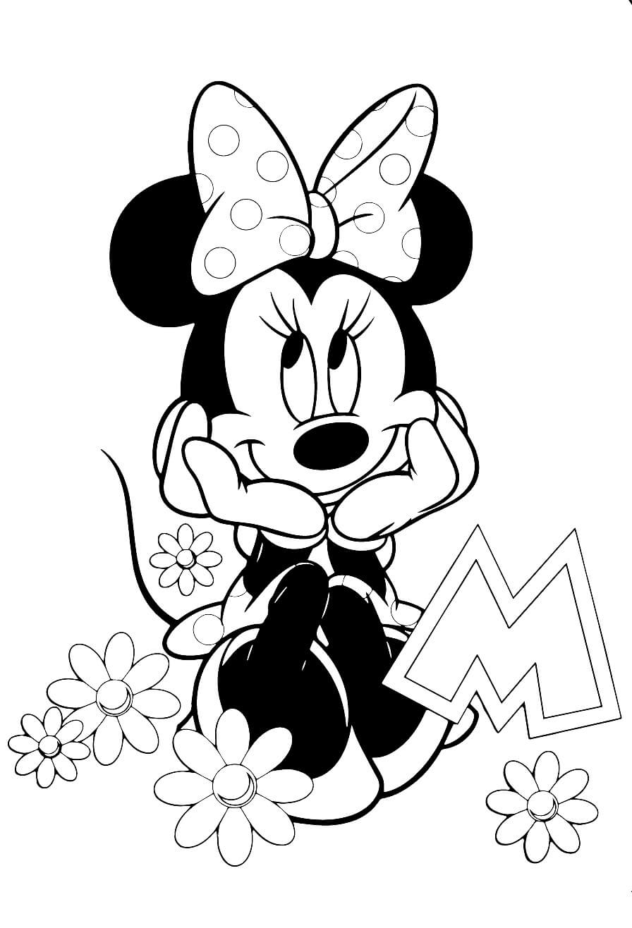 Lindo rato Minnie para colorir