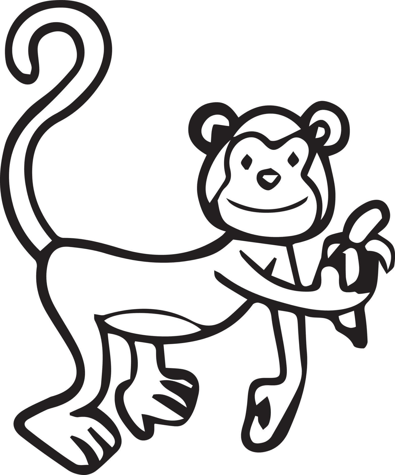 Macaco de Desenho Básico para colorir