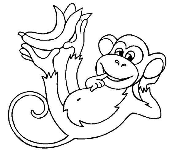 Macaco Engraçado com Banana para colorir