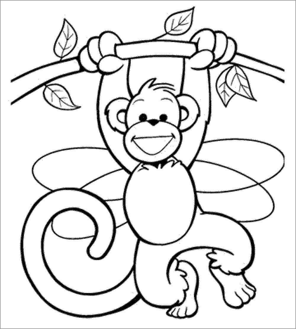 Macaco Feliz para colorir