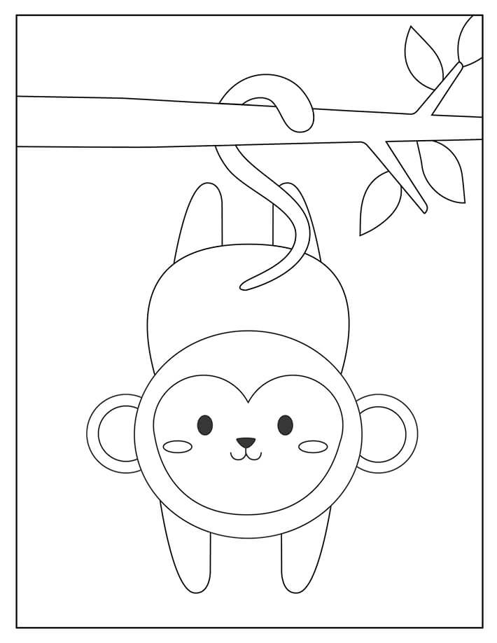 Desenhos de Macaco Kawaii para colorir