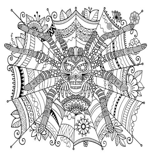 Desenhos de Mandala de Aranha para colorir