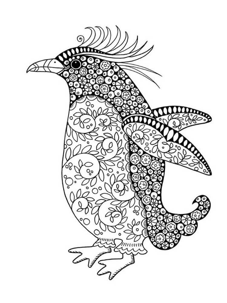 Desenhos de Mandala de Pinguim para colorir