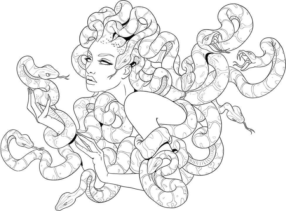Desenhos de Medusa Aterrorizante para colorir