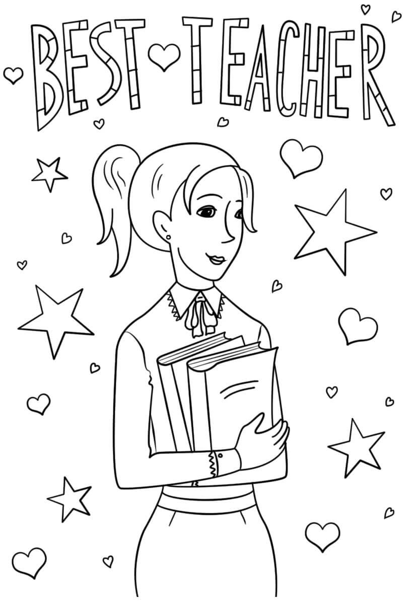 Desenhos de Melhor Professor com Estrela para colorir