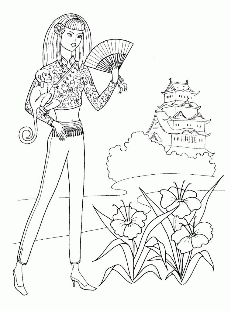 Desenhos de Menina adolescente Chinesa para colorir