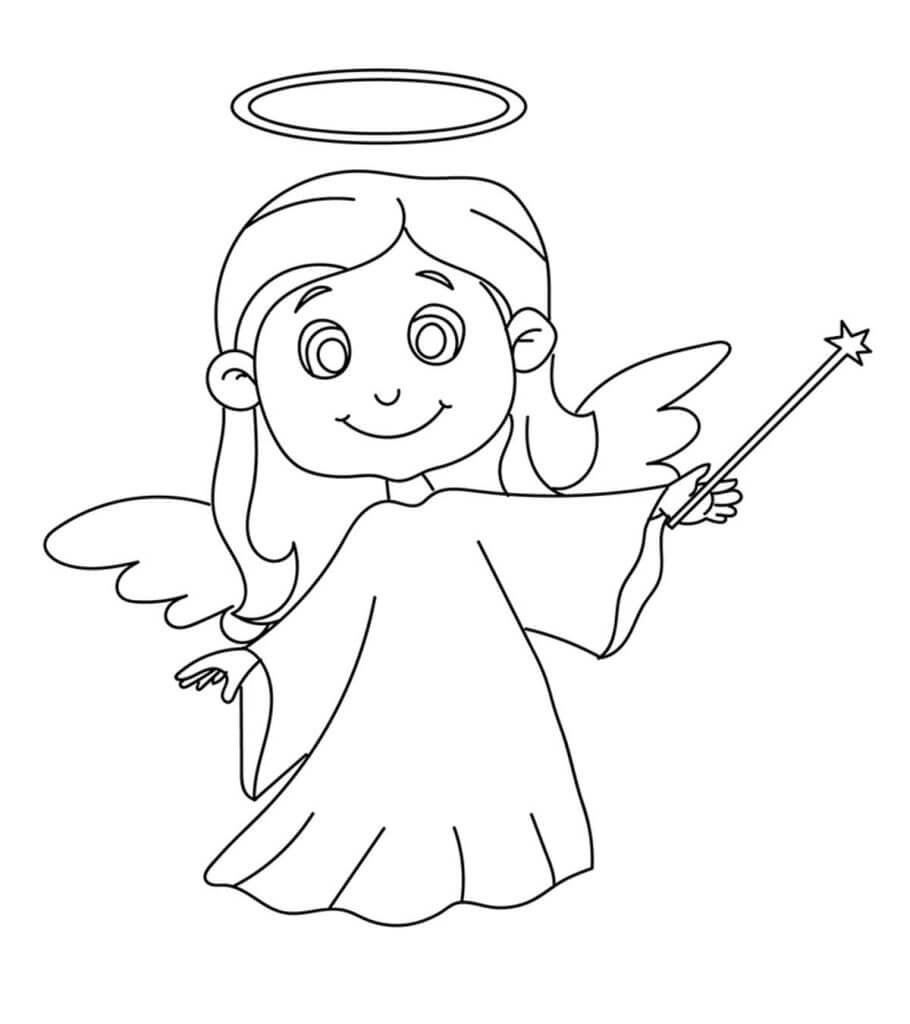 Desenhos de Menina Anjo para colorir