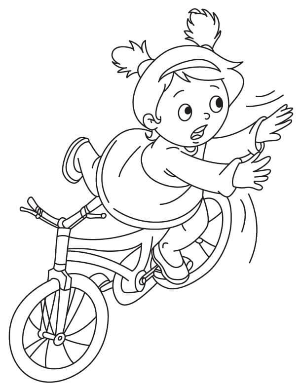 Desenhos de Menina Cai da Bicicleta para colorir