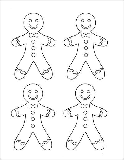 Desenhos de Menina de Quatro Biscoitos de Gengibre para colorir