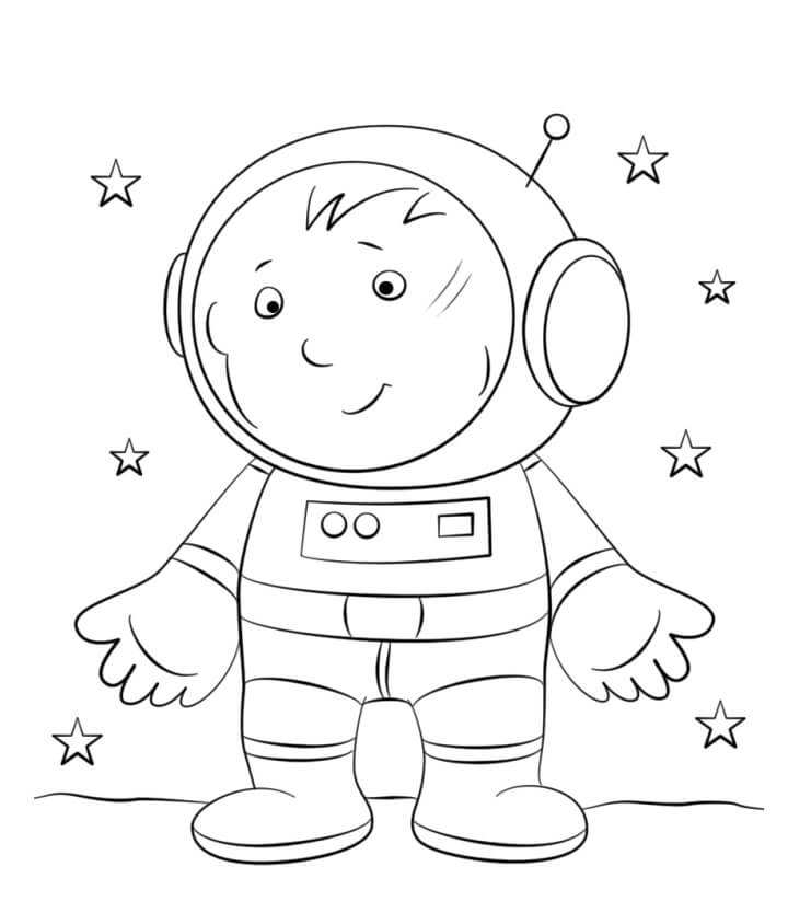 Menino Astronauta Sorridente para colorir