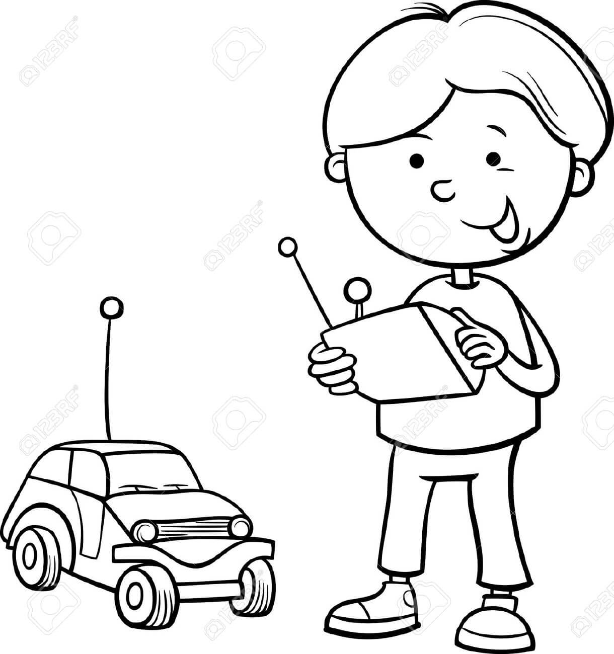 Desenhos de Menino Brincando de carro de Brinquedo para colorir