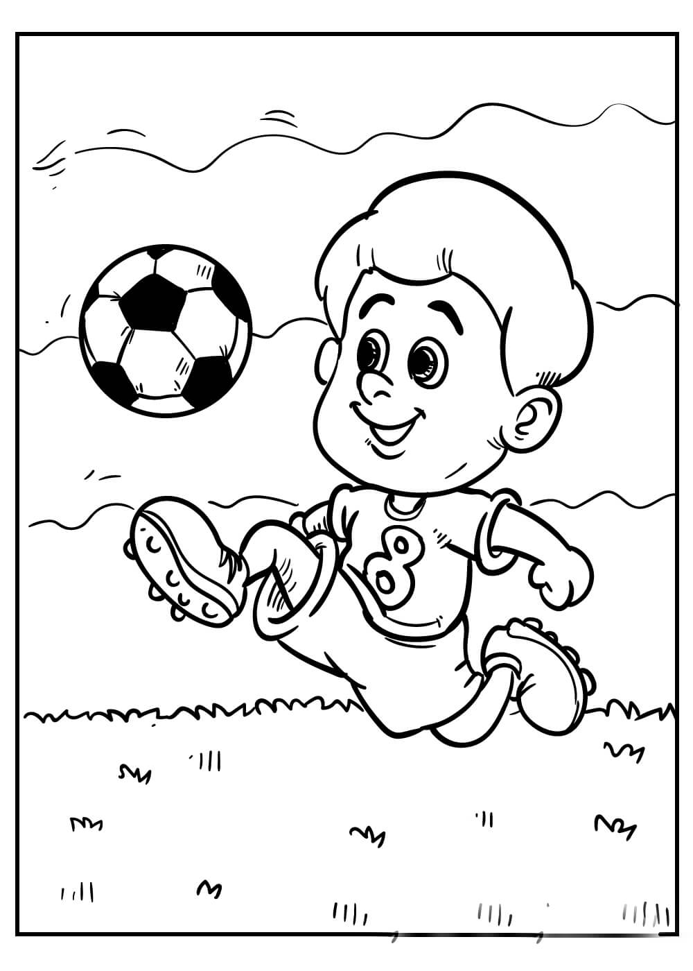 Desenhos de Menino jogando Futebol para colorir