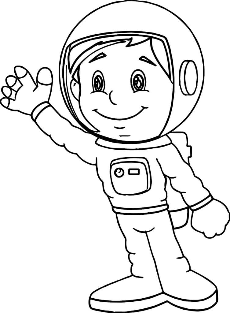 Menino Sorrindo Astronauta para colorir