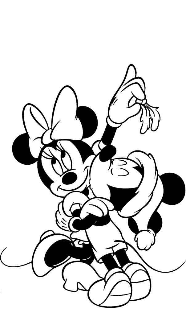 Mickey Beijo Minnie Mouse para colorir