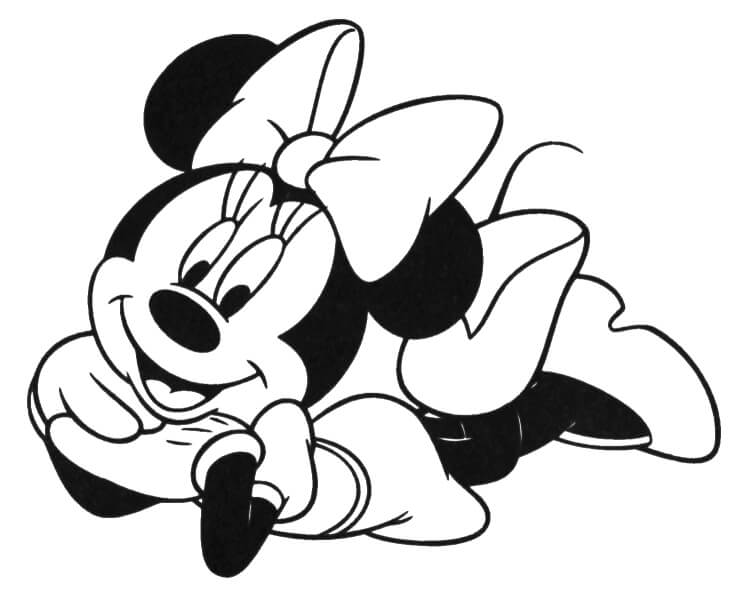Desenhos de Minnie Mouse Deitada para colorir