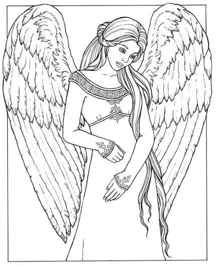 Desenhos de Mulher Anjo para colorir