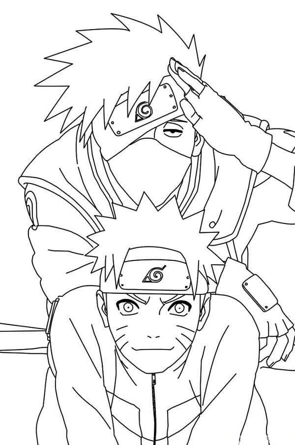 Desenhos de Naruto e Kakashi para colorir