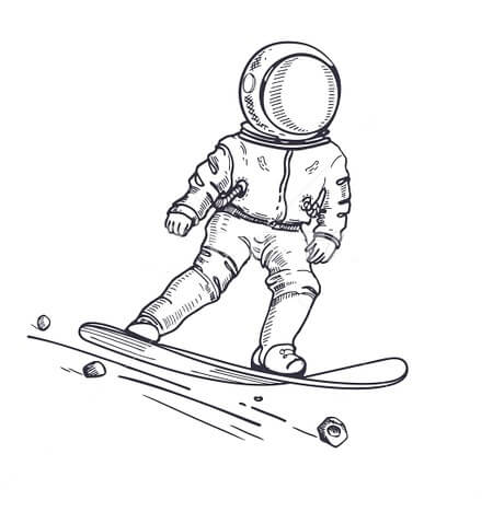 O Astronauta Anda de Snowboard para colorir