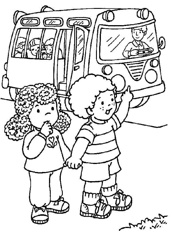 Ônibus para o Jardim de Infância para colorir
