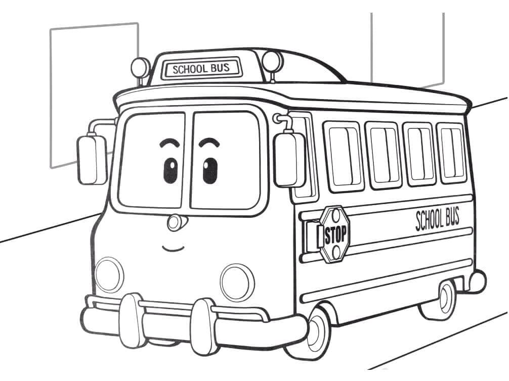 Desenhos de Ônibus Sorridente da Robocar Poli para colorir
