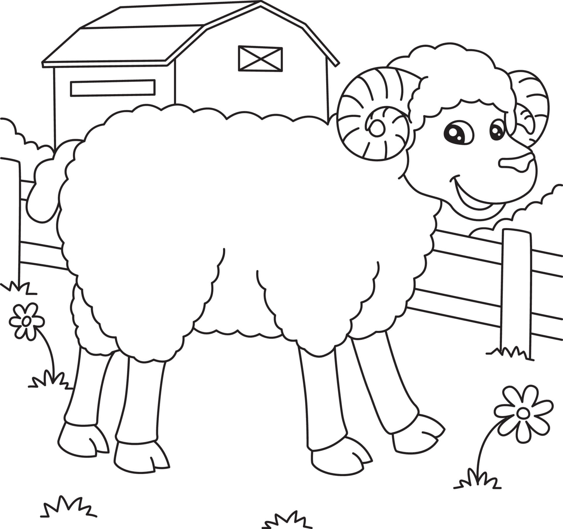 Desenhos de Ovelhas Engraçadas na Fazenda para colorir