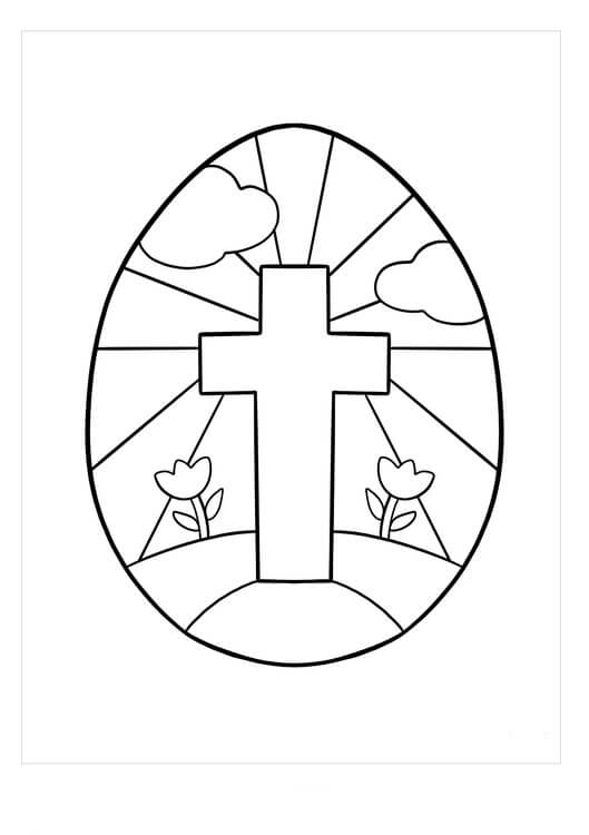 Desenhos de Ovo de Páscoa e Cruz para colorir