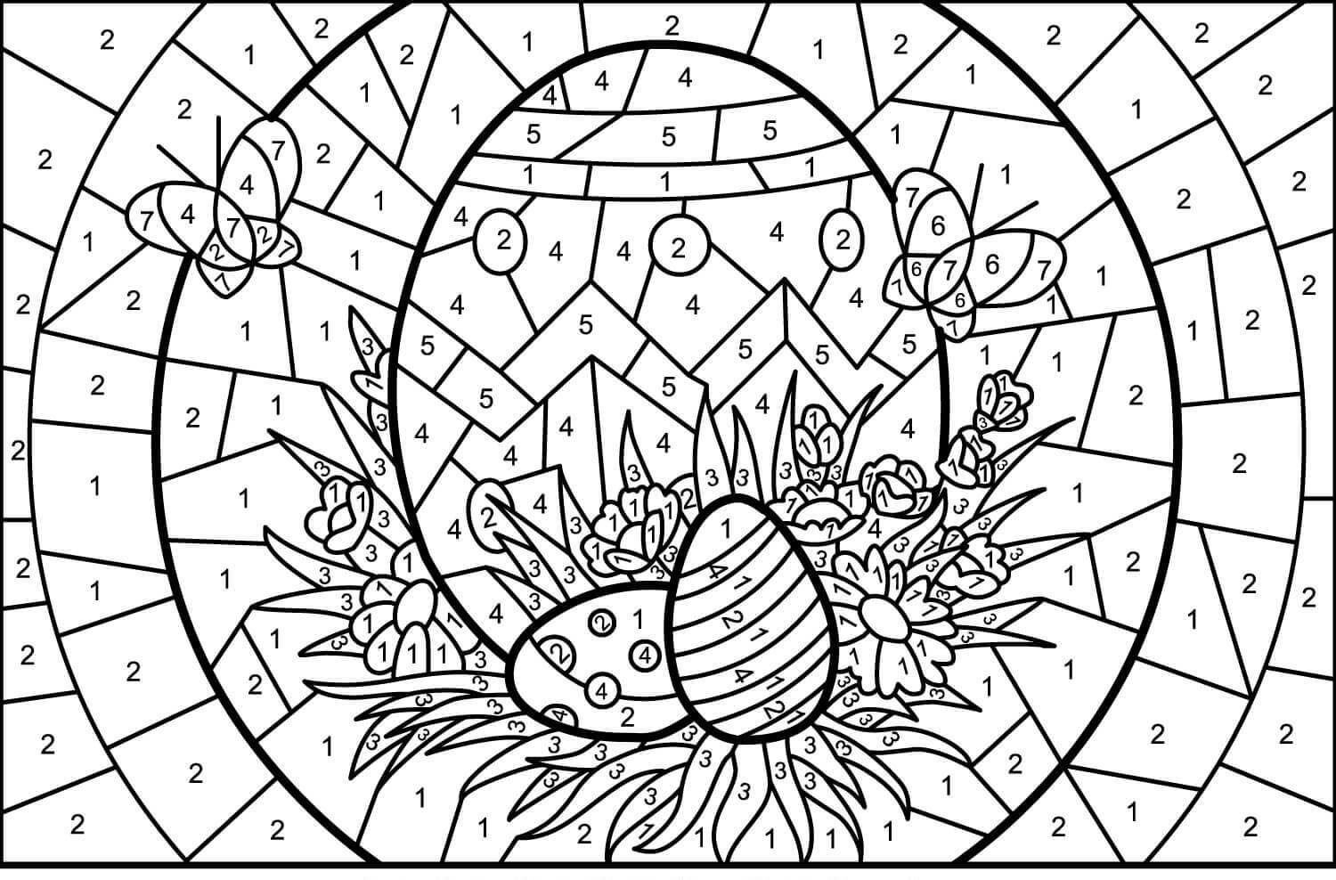 Desenhos de Ovos de Páscoa cor por Número para colorir