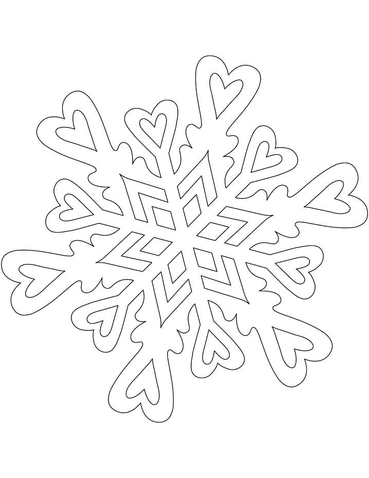 Desenhos de Padrão de Floco de Neve com Corações para colorir